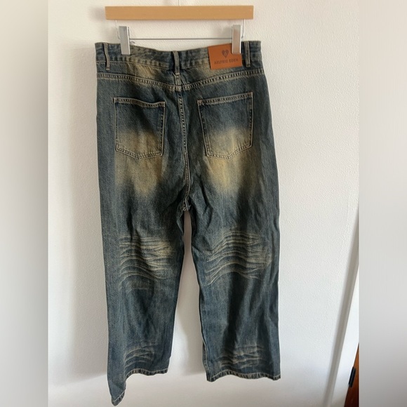 NWT AELFRIC EDEN FIREWORK BEADWORK BAGGY JEANS, size 34 - Picture 4 of 5